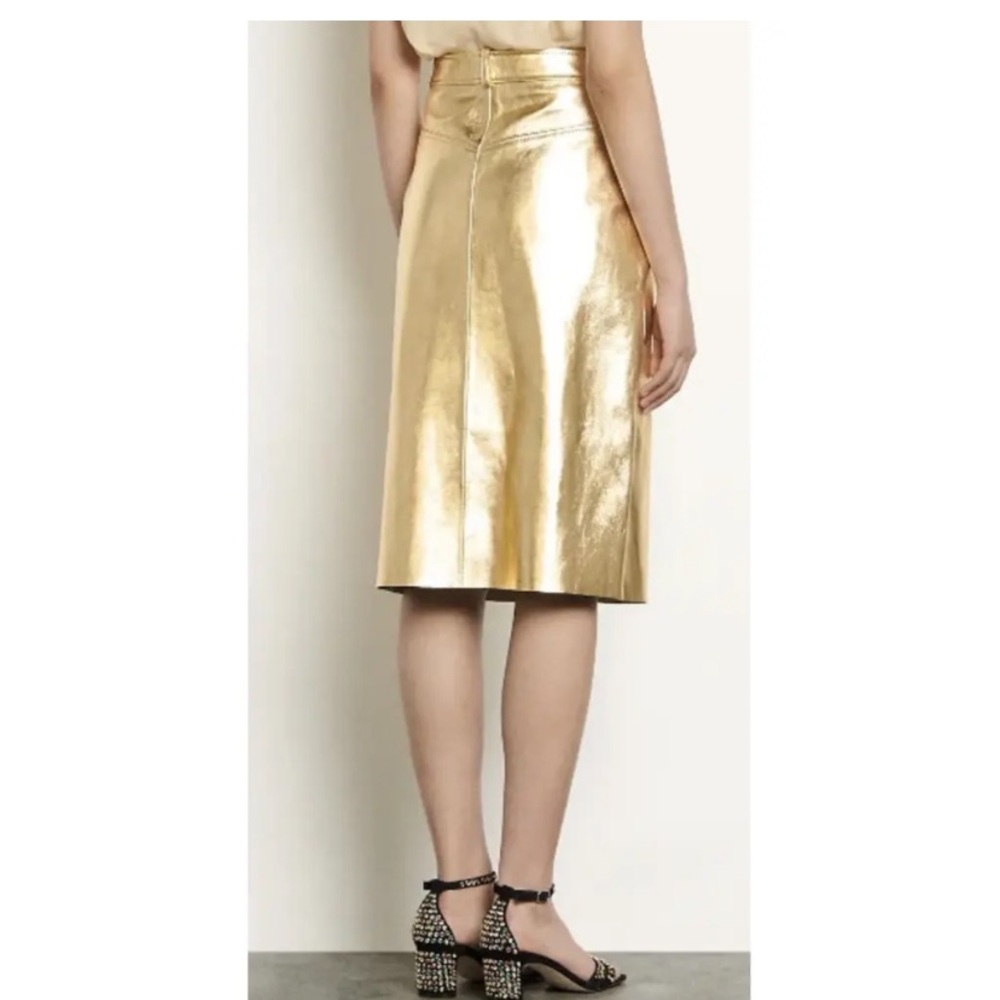 Sandro Gold Metallic Snap Button Front Skirt - image 2